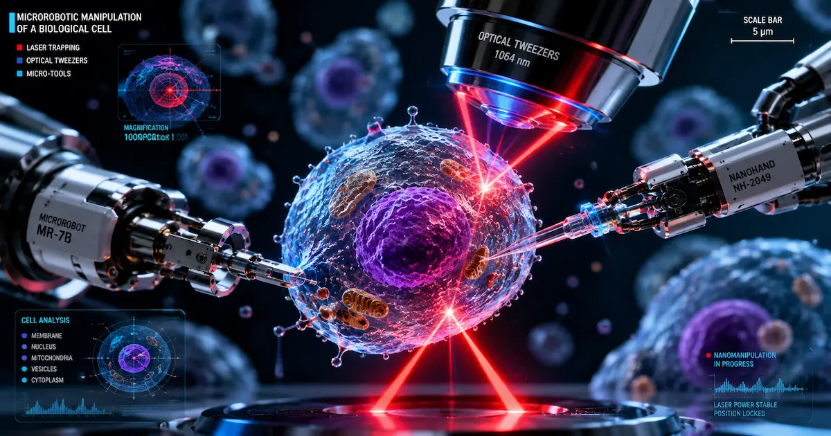 Microrobot optique utilisant des pinces laser pour manipuler une cellule biologique - nanomédecine et thérapies ciblées