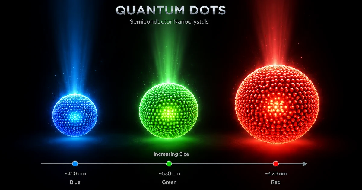 Points quantiques nanocristaux semi-conducteurs confinement quantique émission de lumière couleur selon la taille