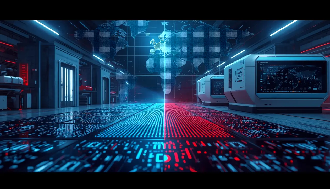 Chine impression nano-circuits impact ASML - Illustration conceptuelle de la percée technologique chinoise et de son impact sur la domination d'ASML.