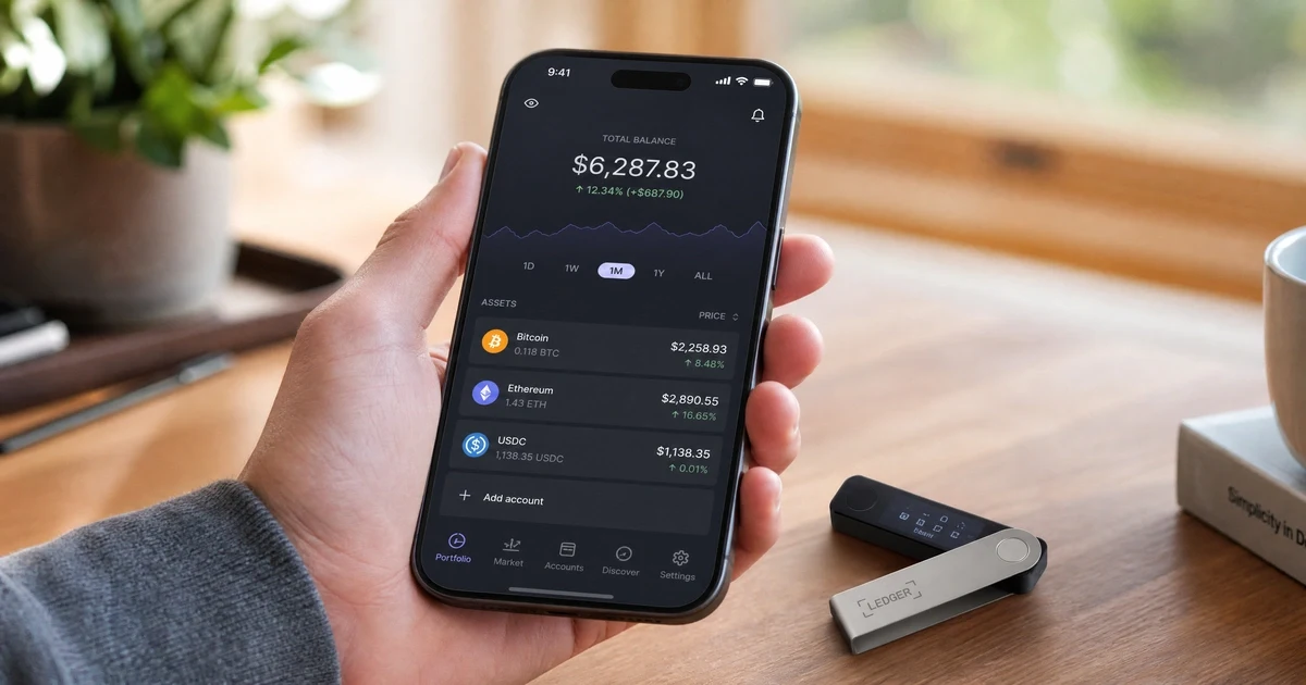 Interface Ledger Live sur smartphone – exemple d’application mobile pour hardware wallet Ledger