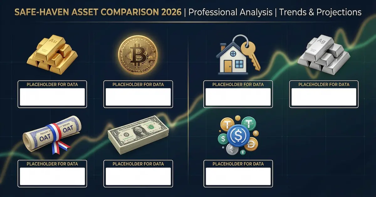 Graphique comparatif des performances or, Bitcoin et obligations en 2026 - valeurs refuges