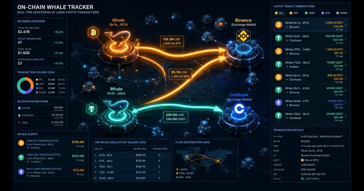 Visualisation des flux on-chain des baleines pour anticiper la crise financière 2026.