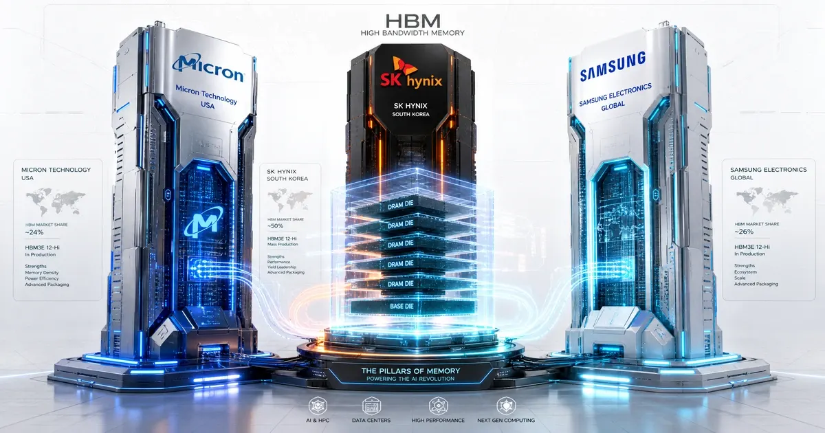 Infographie du trio Micron Technology SK Hynix Samsung pour l'infrastructure IA.