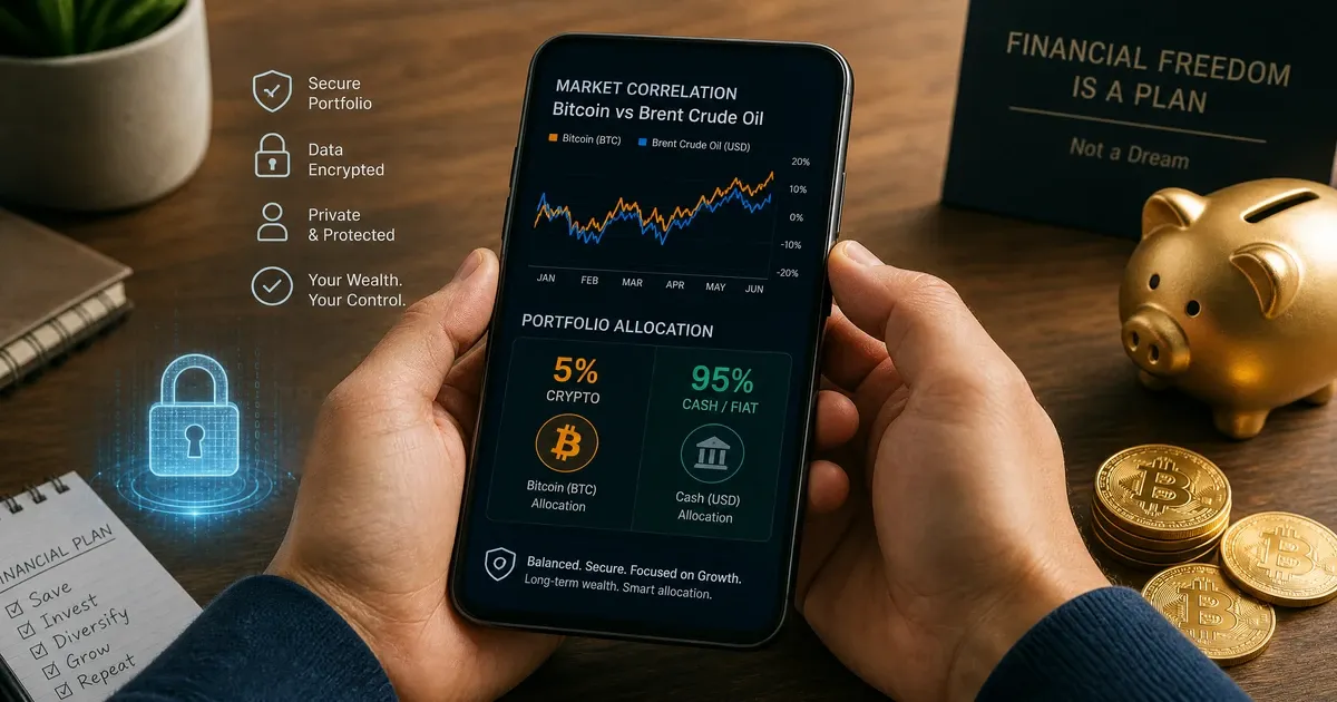 Investisseur ajustant son portefeuille entre cryptomonnaies, pétrole et liquidités face au péage détroit d'Ormuz crypto en 2026