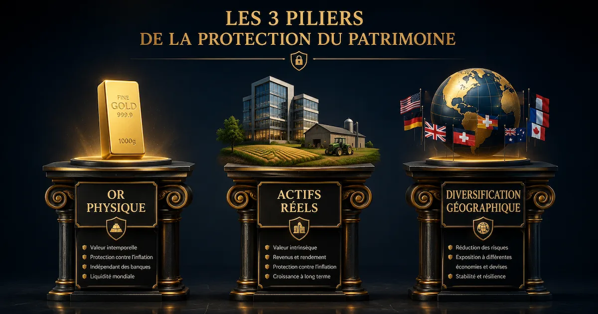 Trois piliers pour protéger son épargne face à la dette mondiale 2026 - or physique, actifs réels, diversification géographique