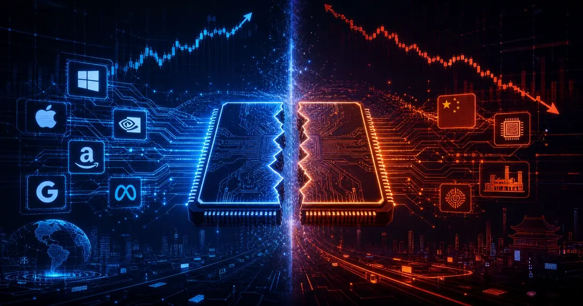 Graphique comparatif exposition Chine des entreprises technologiques dans la guerre commerciale USA Chine 2026 – NVIDIA 17%, Apple 18%, ASML 46%