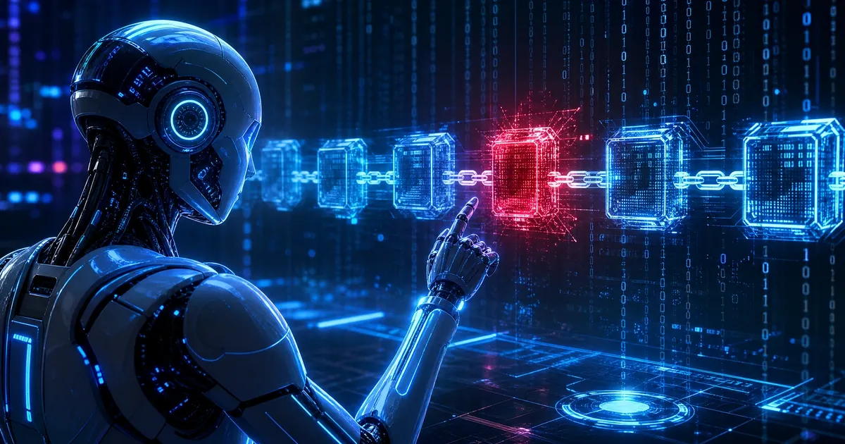 intelligence artificielle analysant du code blockchain à la recherche de vulnérabilités