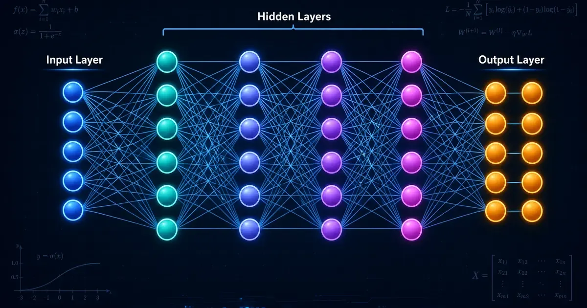 Schéma d'architecture d'un réseau de neurones profond pour apprentissage automatique machine learning