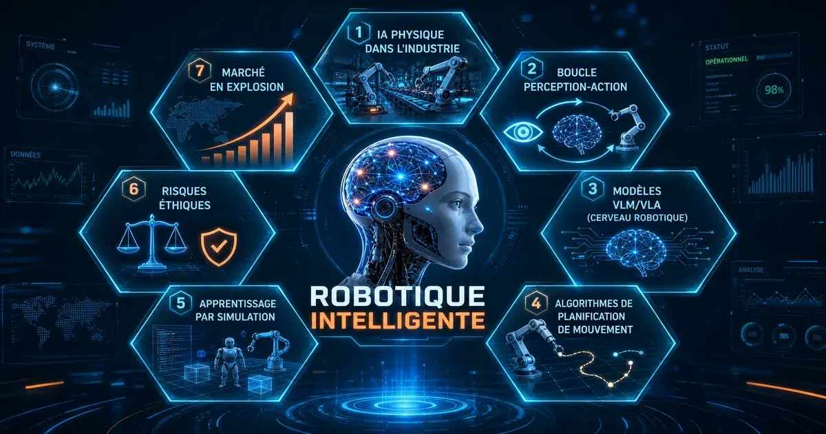 Infographie 7 vérités robotique intelligente 2026 perception-action modèles VLA