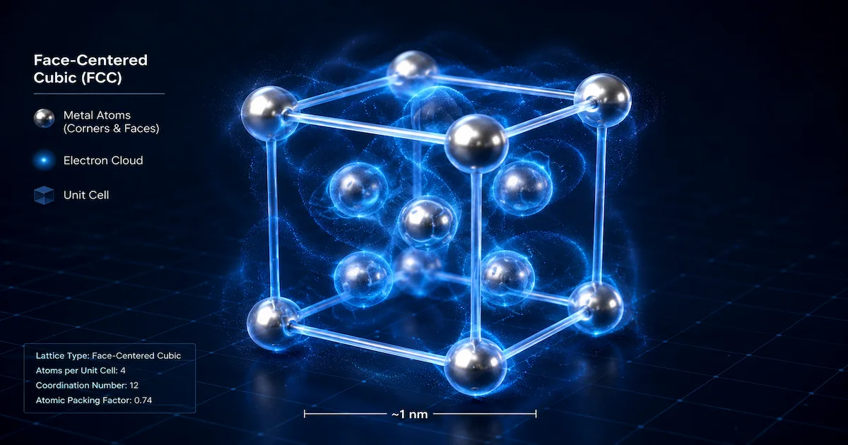 Structure cristalline nanomatériaux cubique faces centrées atomes réseau cristallin