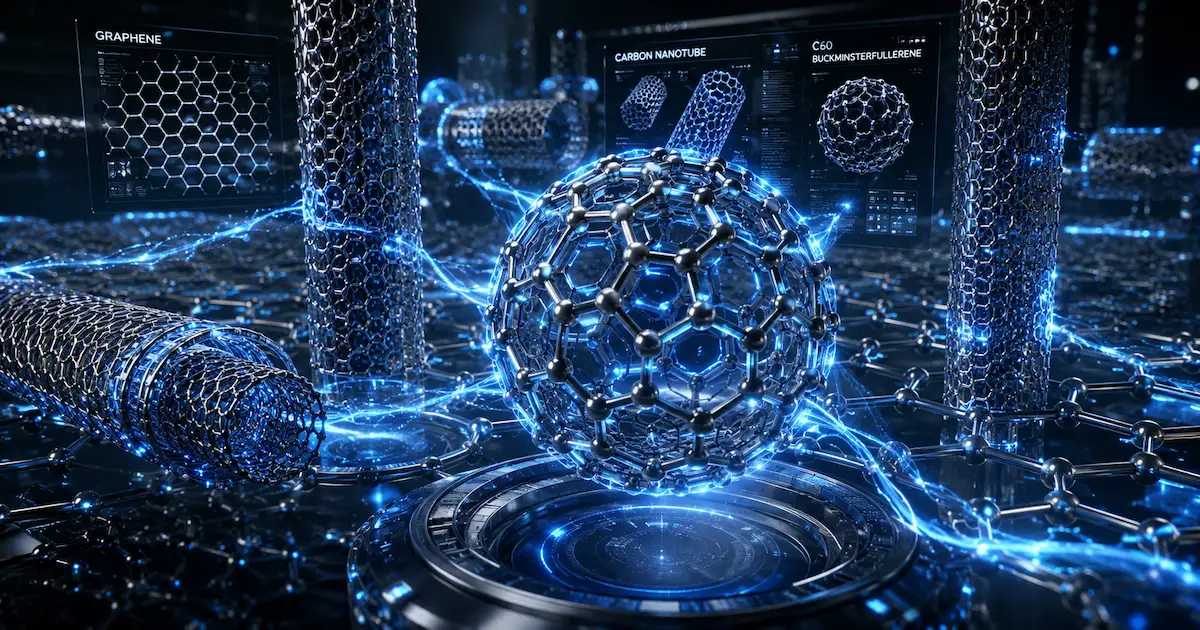 Nanostructures de carbone 3D : graphène hexagonal, nanotubes cylindriques et buckminsterfullerène C60 pour applications industrielles 2026