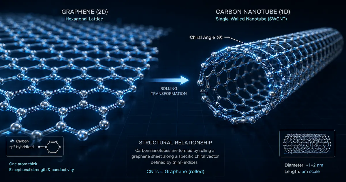 Structure cristalline du graphène en nid d'abeille et nanotube de carbone enroulé propriétés mécaniques et conductivité